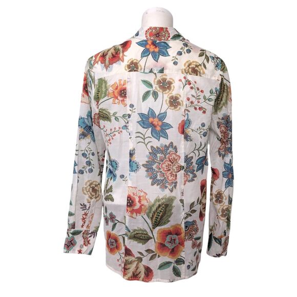 Johnny Was Size Small Ardell Long Sleeve Button Up Shirt Gauzy Oversized Floral - Picture 9 of 15